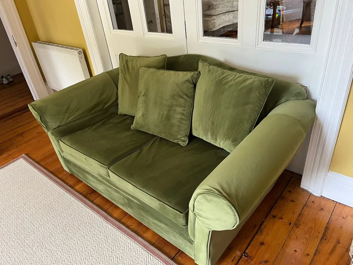 Green Velvet 2-Seater Sofa — Caesar, Available Now, Excellent Condition